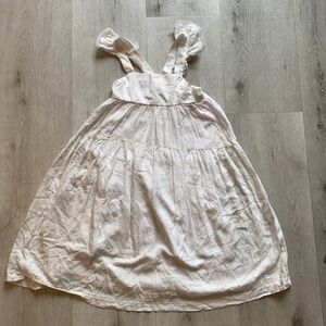 PAADE MODE Girls' Tiered Cotton Midi Dress Ruffle Straps 8Y Beige/Ivory